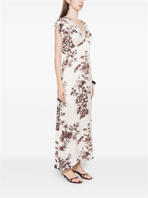 Abito lungo donna Liu Jo floreale panna e marrone LIU-JO | CA6298TS061P9654