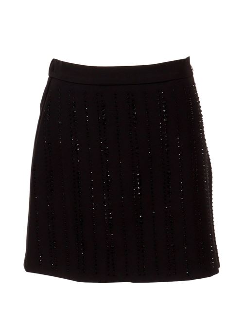 Minigonna Liu Jo Kids da ragazza nera in tessuto tecnico con strass applicati LIU-JO | GA6017T7896Y9048