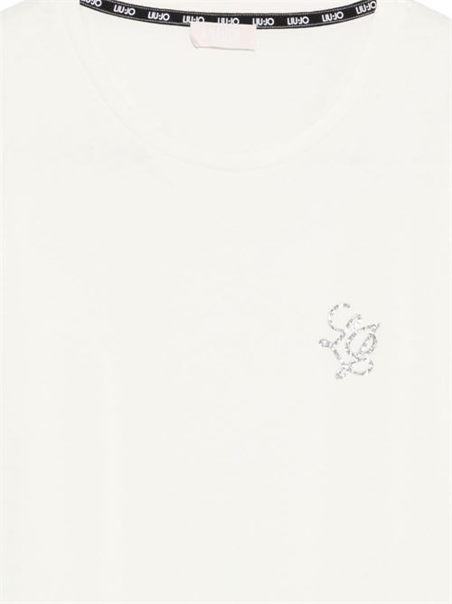 T-shirt donna bianca con logo LIU-JO | TA6056JS923P9192