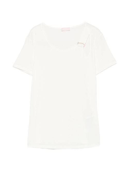 T-shirt donna Liu Jo bianca con fibbia sulla spalla LIU-JO | TA6098JS00510105