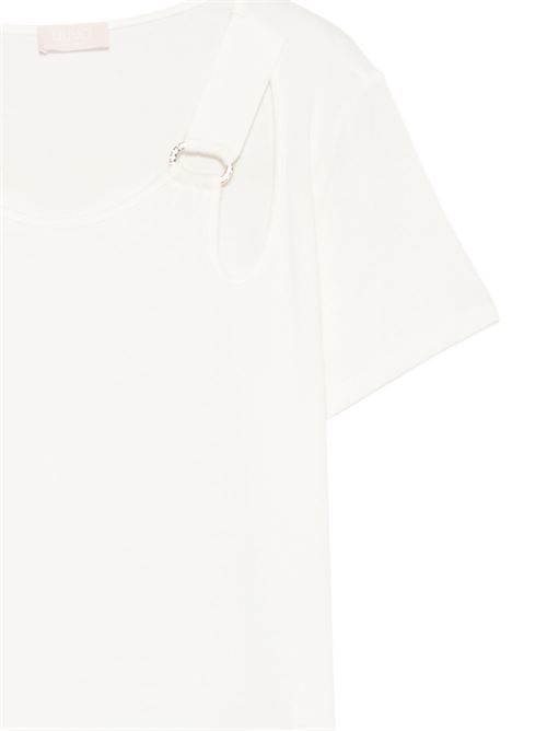 T-shirt donna Liu Jo bianca con fibbia sulla spalla LIU-JO | TA6098JS00510105