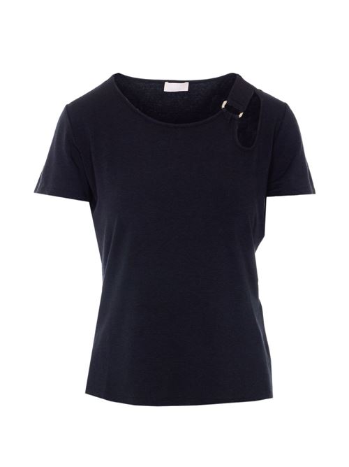 T-shirt donna nera girocollo LIU-JO | TA6098JS00522222