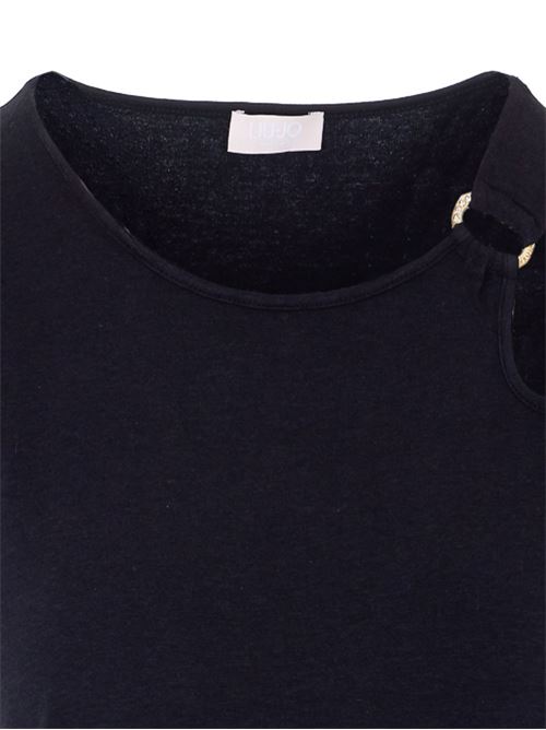 T-shirt donna nera girocollo LIU-JO | TA6098JS00522222