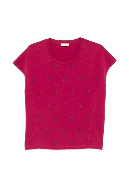 T-shirt donna Liu Jo crop ciliegia con logo e strass wash LIU-JO | TA6168JS923L9029