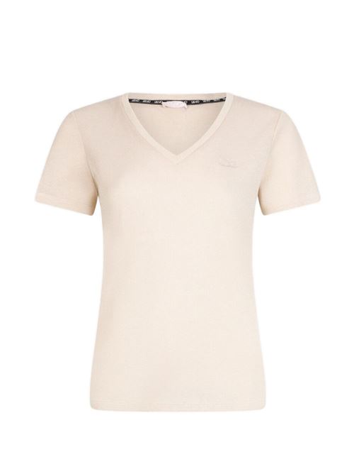 T-shirt donna panna con scollo a V LIU-JO | TA6175J3845X0659