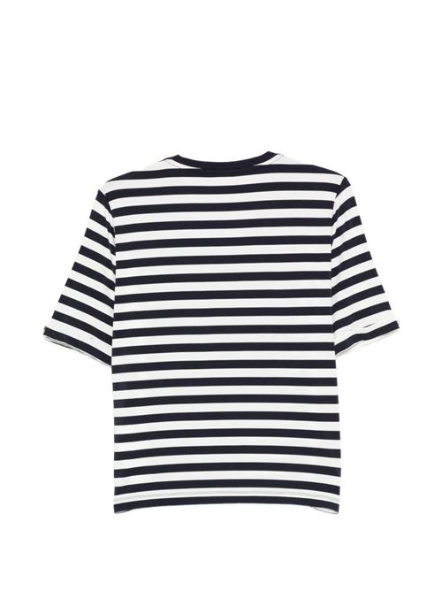 T-shirt donna a righe con scollo a V LIU-JO | TA6206JS005C3882