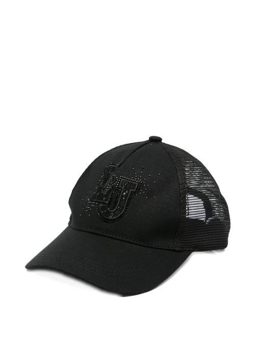Cappello donna Liu Jo nero in cotone con logo Swarovski LIU-JO | TA6276T2176S9149