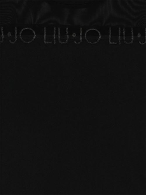 T-shirt donna nera con logo davanti LIU-JO | TA6277JS92322222
