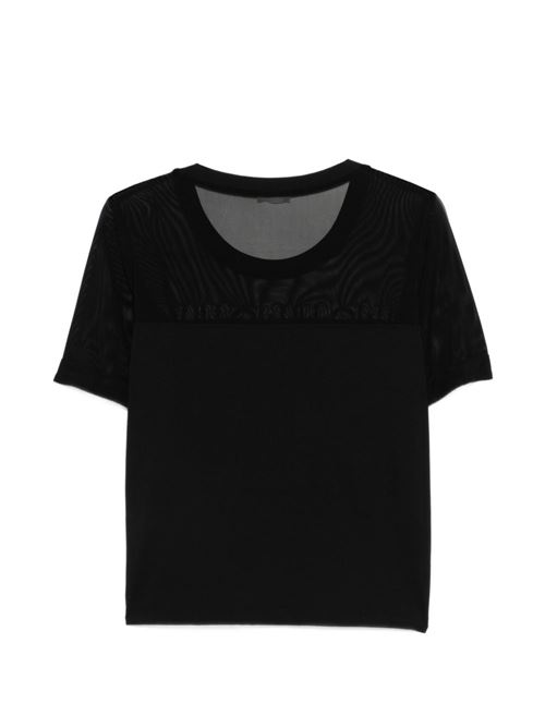 T-shirt donna nera con logo davanti LIU-JO | TA6277JS92322222