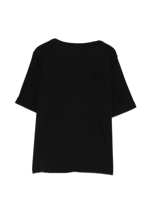 T-shirt donna Liu Jo nera con scollo a V e strass LIU-JO | TA6284JS92322222