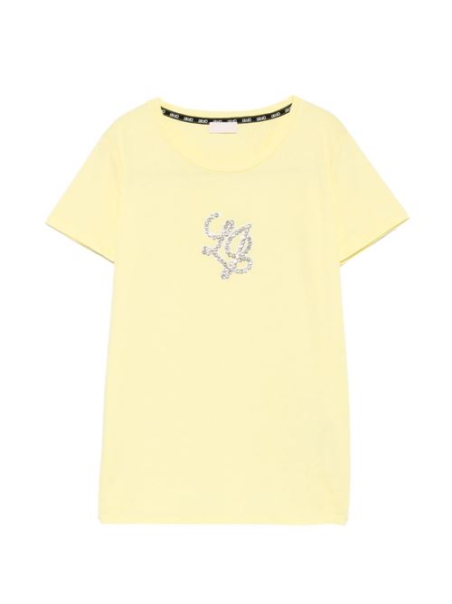 T-shirt donna Liu Jo gialla con logo Swarovski LIU-JO | TA6285JS923S9949