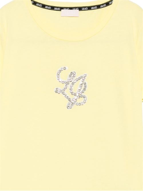 T-shirt donna Liu Jo gialla con logo Swarovski LIU-JO | TA6285JS923S9949