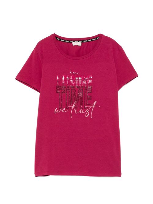 T-shirt donna Liu Jo ciliegia con strass LIU-JO | TA6287JS003P9204