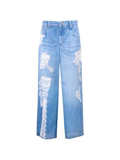 Pantalone donna con stampa effetto denim LIU-JO | UA6312T595879044