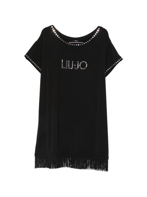 Abito donna Liu Jo nero con frange e borchie LIU-JO | VA6031JS36022222