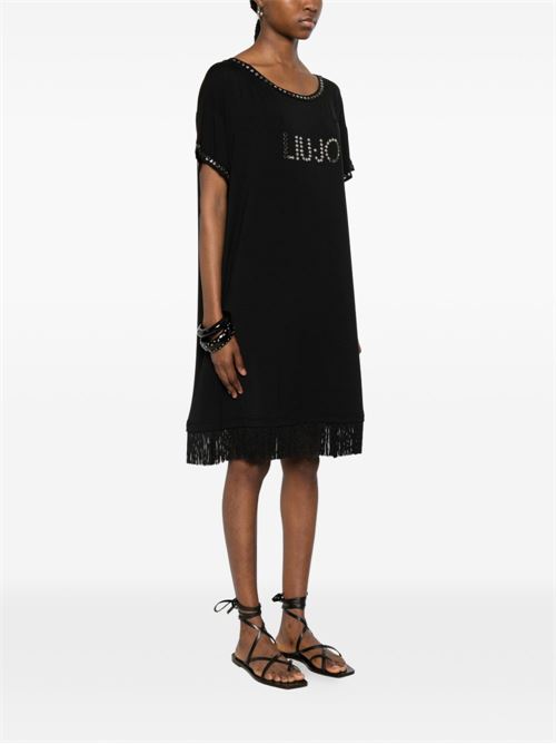 Abito donna Liu Jo nero con frange e borchie LIU-JO | VA6031JS36022222