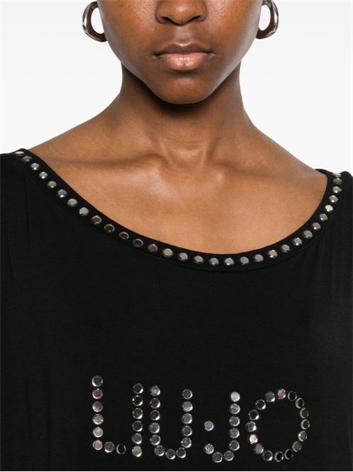 Abito donna Liu Jo nero con frange e borchie LIU-JO | VA6031JS36022222