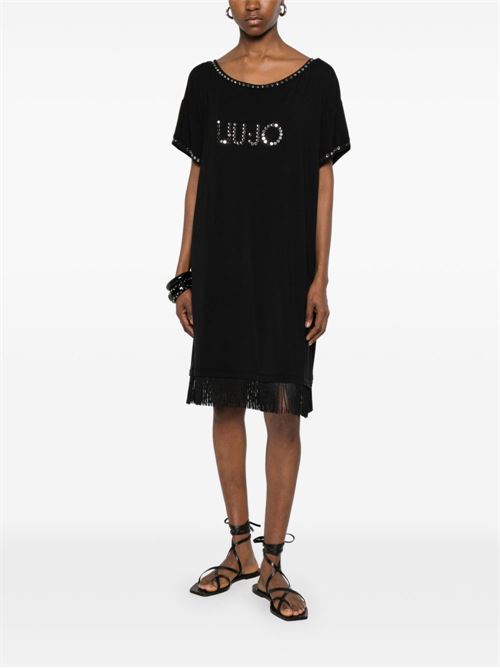 Abito donna Liu Jo nero con frange e borchie LIU-JO | VA6031JS36022222