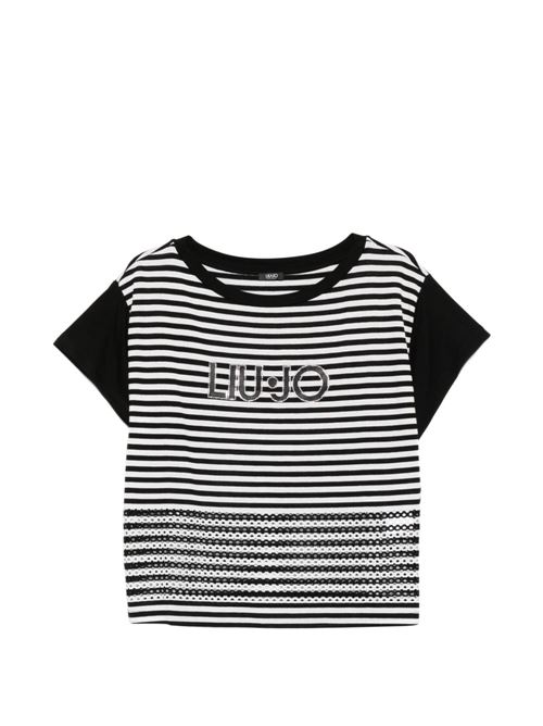 T-shirt donna Liu Jo nera e bianca rigata LIU-JO | VA6039J390809096