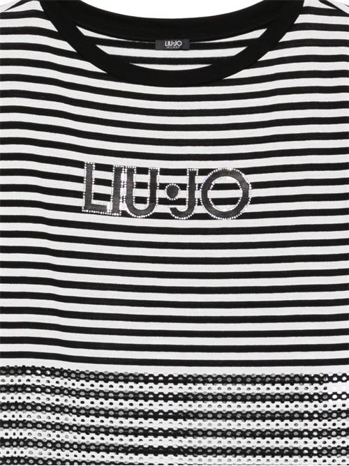 T-shirt donna Liu Jo nera e bianca rigata LIU-JO | VA6039J390809096