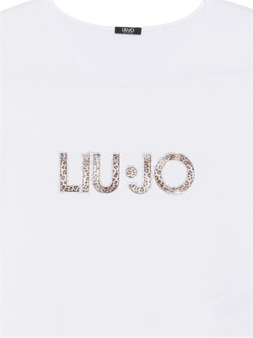 T-shirt donna Liu Jo bianca over con logo infilato LIU-JO | VA6047JS360S9740