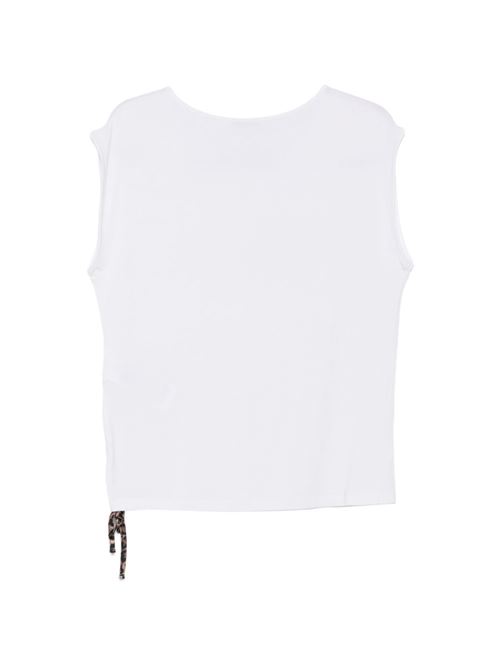T-shirt donna Liu Jo bianca over con logo infilato LIU-JO | VA6047JS360S9740