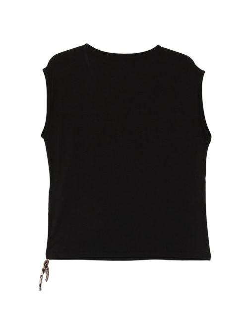 T-shirt donna Liu Jo nera over con logo infilato LIU-JO | VA6047JS360Y9908