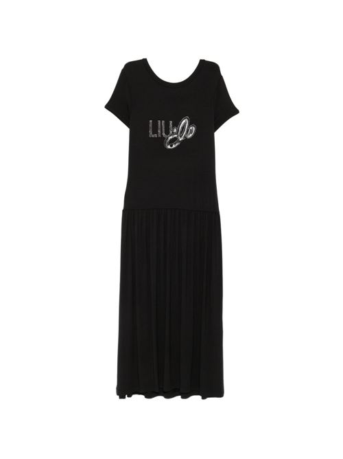 Abito donna Liu Jo lungo nero in jersey con strass Swarovski LIU-JO | VA6123JS360N9129
