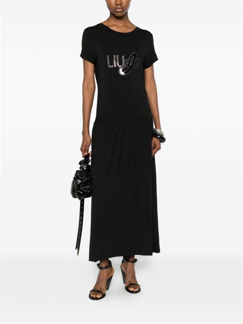 Abito donna Liu Jo lungo nero in jersey con strass Swarovski LIU-JO | VA6123JS360N9129