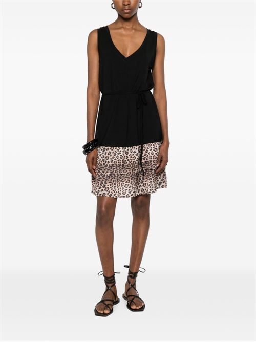 Abito donna Liu Jo nero e beige animalier bicolor LIU-JO | VA6127JS360Y9908