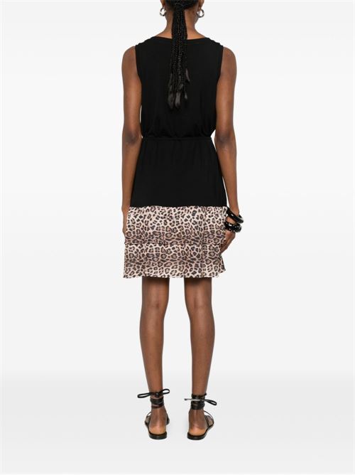 Abito donna Liu Jo nero e beige animalier bicolor LIU-JO | VA6127JS360Y9908