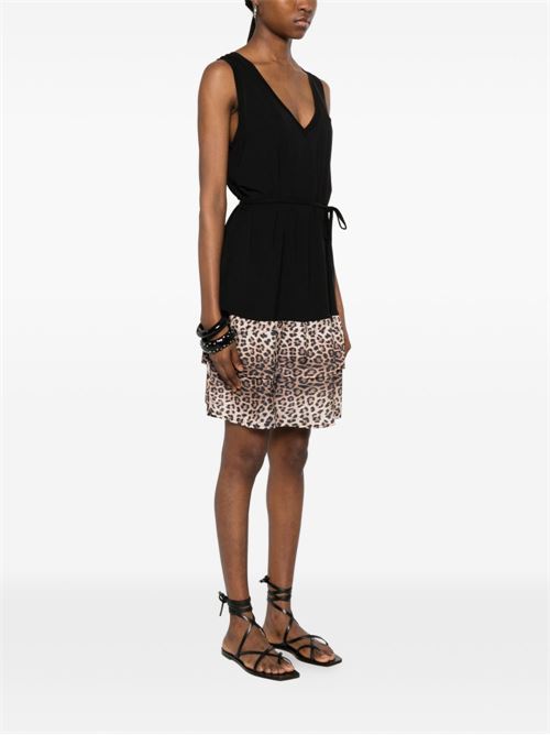 Abito donna Liu Jo nero e beige animalier bicolor LIU-JO | VA6127JS360Y9908
