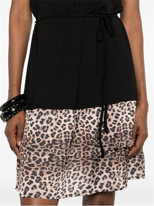 Abito donna Liu Jo nero e beige animalier bicolor LIU-JO | VA6127JS360Y9908