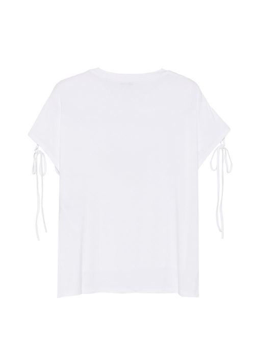 T-shirt donna Liu Jo bianca over con logo infilato sulle spalle LIU-JO | VA6166JS360P9474