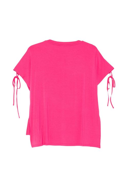 T-shirt donna Liu Jo fucsia over con logo infilato sulle spalle LIU-JO | VA6166JS360P9475