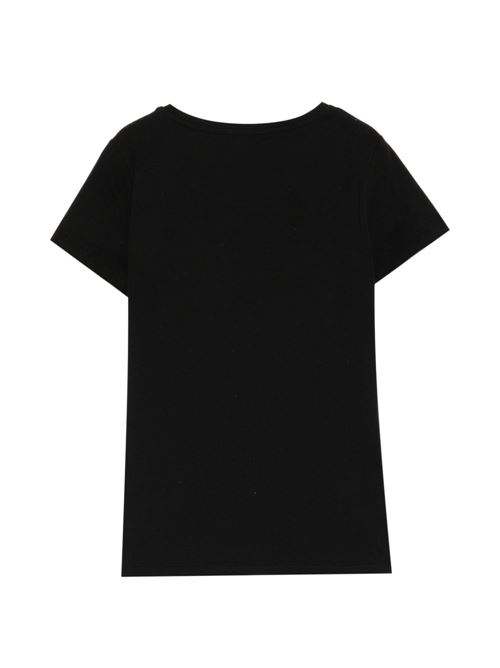 T-shirt donna Liu Jo slim nera leopardata con logo LIU-JO | VA6169JS003Y9908