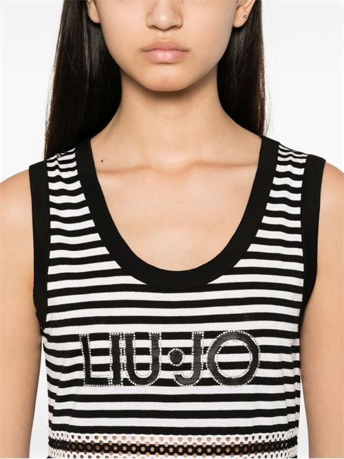 Abito donna Liu Jo lungo nero e bianco rigato smanicato LIU-JO | VA6198J390809096