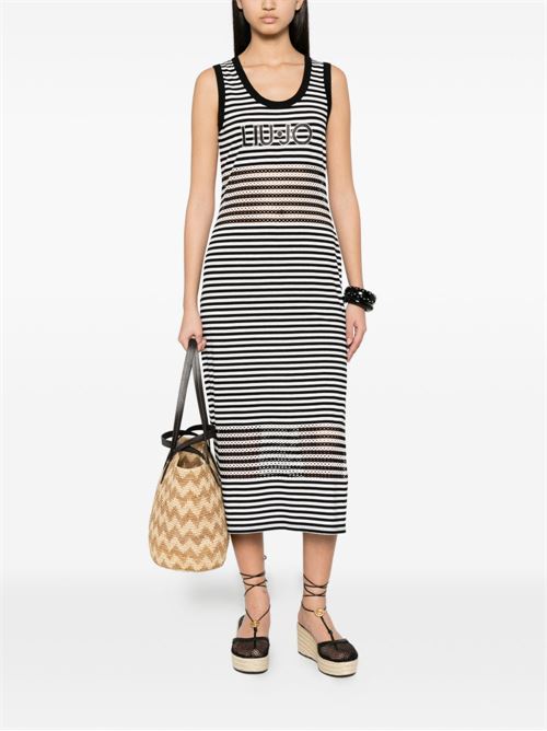 Abito donna Liu Jo lungo nero e bianco rigato smanicato LIU-JO | VA6198J390809096