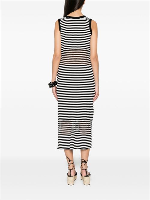 Abito donna Liu Jo lungo nero e bianco rigato smanicato LIU-JO | VA6198J390809096