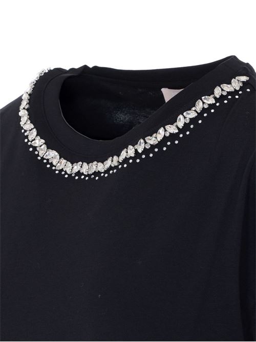 T-shirt donna con maniche a tre quarti e decorazione LIU-JO | WA6128JS904P9320