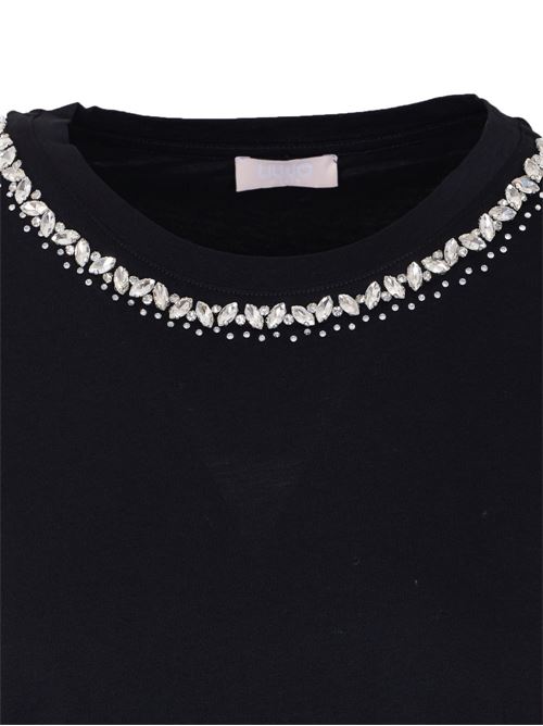 T-shirt donna con maniche a tre quarti e decorazione LIU-JO | WA6128JS904P9320