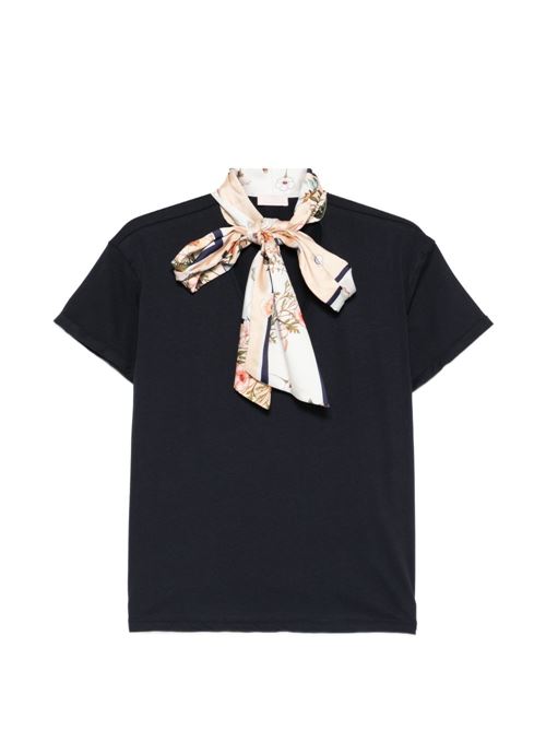 T-shirt donna con foulard annodato al collo LIU-JO | WA6189J6308P9466