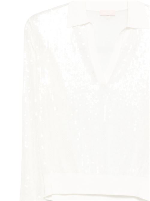 Polo donna Liu Jo bianca con paillettes LIU-JO | WA6218MA68RP9691