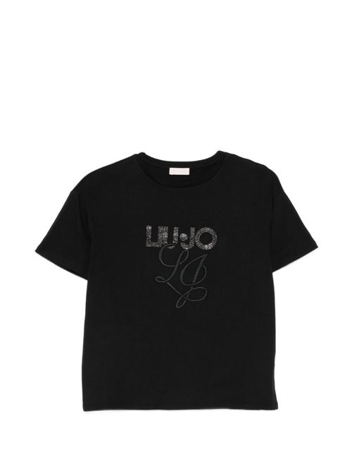 T-shirt donna Liu Jo nera con stampa logo LIU-JO | WA6238JS923P9351