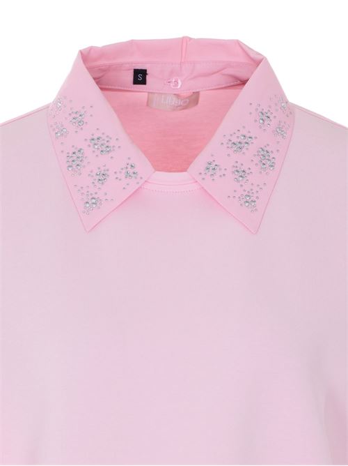 Felpa donna rosa con colleto stile polo LIU-JO | WA6243J3870P9280