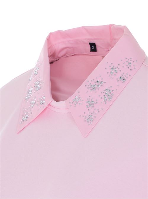 Felpa donna rosa con colleto stile polo LIU-JO | WA6243J3870P9280