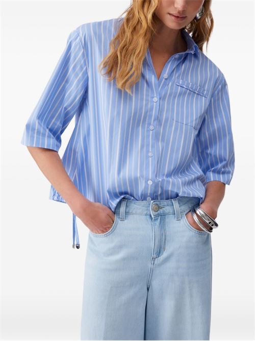 Camicia donna mezza manica a righe LIU-JO | WA6417T405AN9374