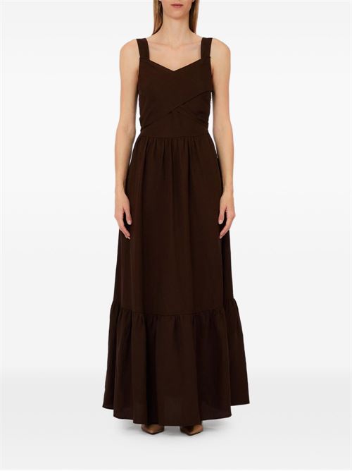Abito lungo donna Liu Jo lino chocolat con cintura LIU-JO | WA6428T481891109