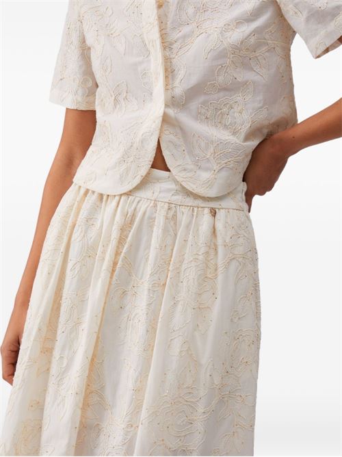 Top donna Liu Jo panna con ricamo paillettes LIU-JO | WA6455T472AP9417