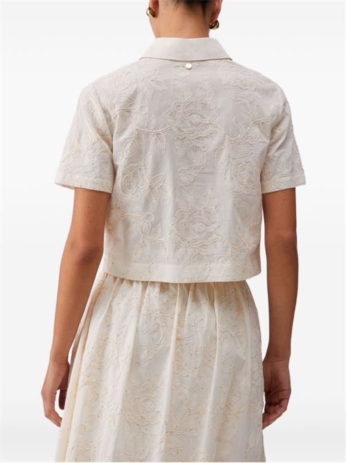 Top donna Liu Jo panna con ricamo paillettes LIU-JO | WA6508T472AP9417